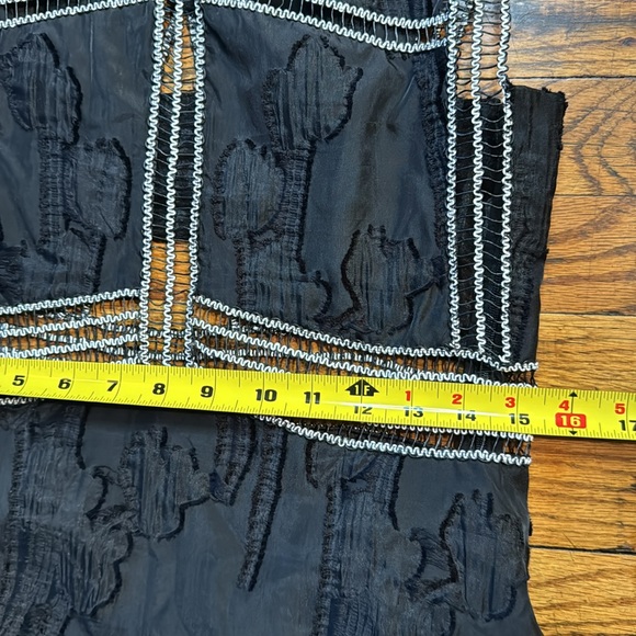 ALEXIS Rajani Black Sheer Details White Contrast Stitching Textured Mini Dress S - Picture 10 of 16